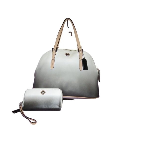 Coach 2014 Peyton Black and White Ombre Dégradé Leather bag & matching wallet - Picture 1 of 13